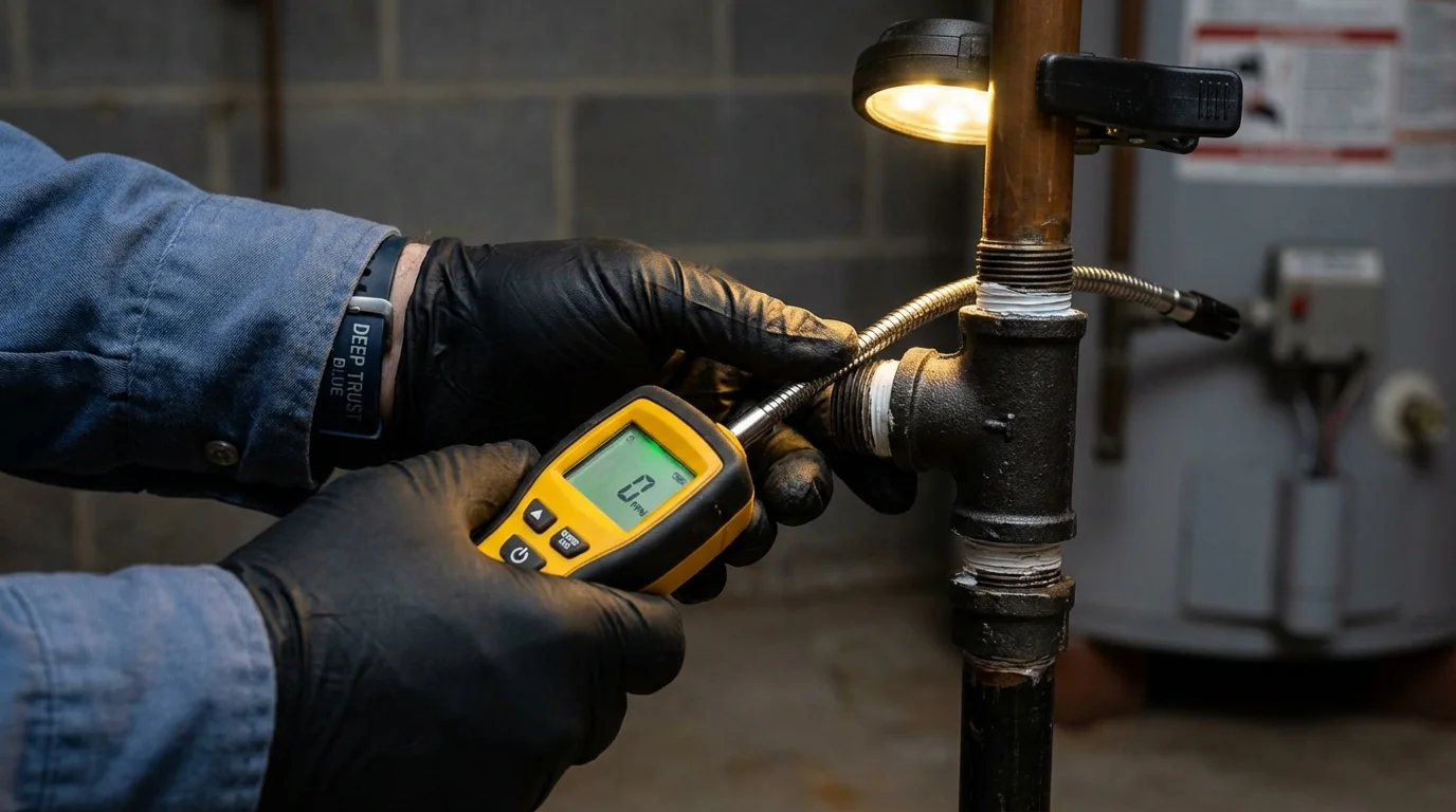 Gas leak detection with electronic sniffer by Johns Plumbing LLC in San Luis