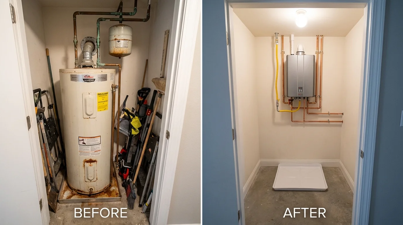 Tank water heater versus wall-mounted tankless unit comparison for San Luis, CO homeowners